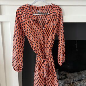 Stylish Orange and Navy Patterned Dress Mud Pie
